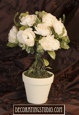 white rose topiary
