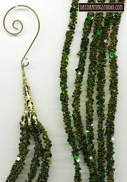 dark green beaded and sequain garland 