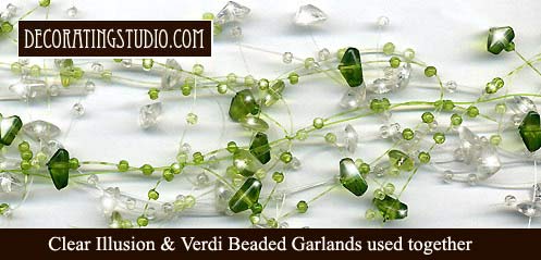 tiffany crystal clear beaded garland and verdi green garland