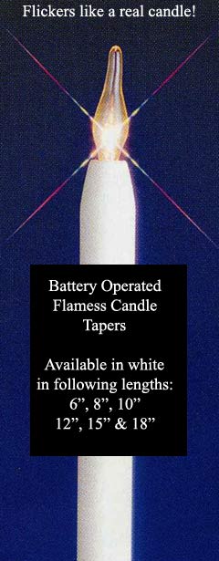 battery operated flamelss white candle tapers