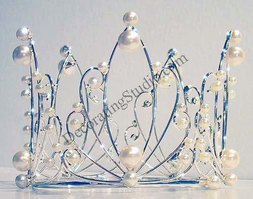 Silverplate with Pearls Crown Cake Topper