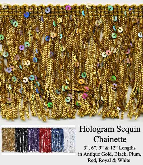hologram sequin chainette fringe