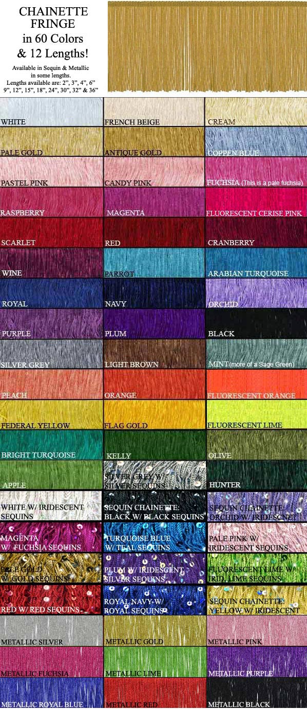 chainette fringe in lots of colors and lengths