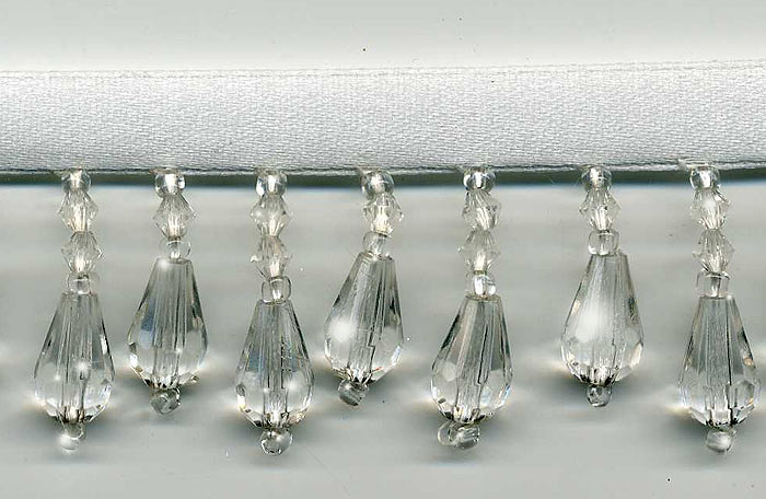 Bridal White beaded fringe trim