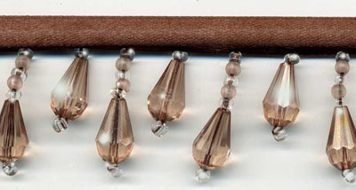 light brown beaded fringe trim