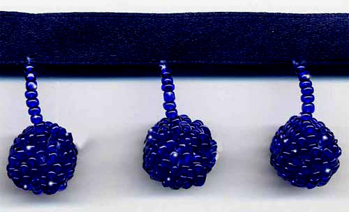 blue beaded ball fringe