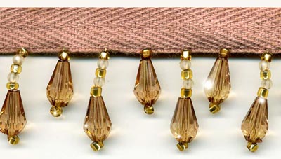 golden peach beaded fringe