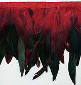 iridescent green & red feather fringe