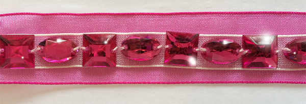 jeweled organza ribbon trim in fuchsia