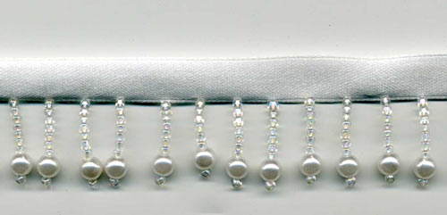 iridescent white pearl fringe trim
