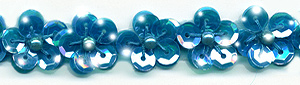 sequin flower trim in turquoise