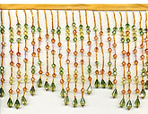 tangerine, green long beaded fringe
