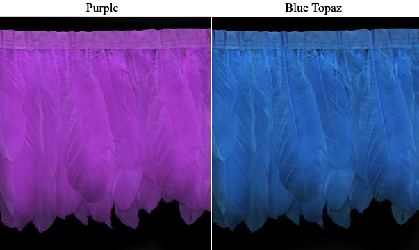 purple and blue long feather fringe