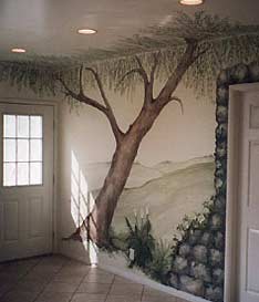 mural of tree on wall