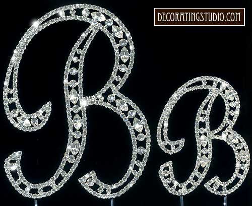 crystal cake topper monogram letter B