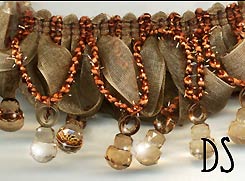 organza ribbon and beaded looped decor trim