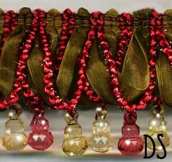 organza ribbon beaded trimming in Treasure
