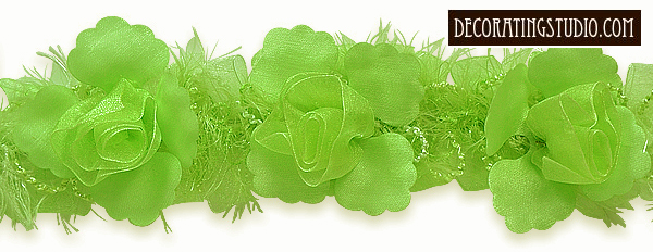 lime green organza flower trim