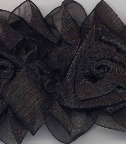 detail of black organza flower trim