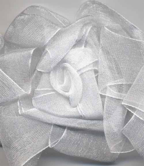 detail of white organza flower trim