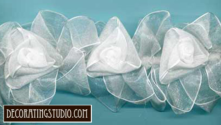 Stretch White Organza Flower Trim