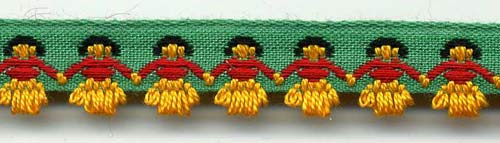 hula dancer green and gold ribbon