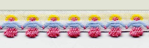 hula dancer girls pink, yellow, white and blue
