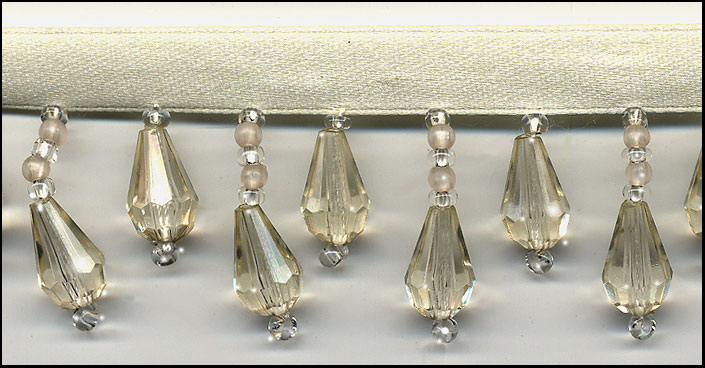 ivory clear beaded fringe trim