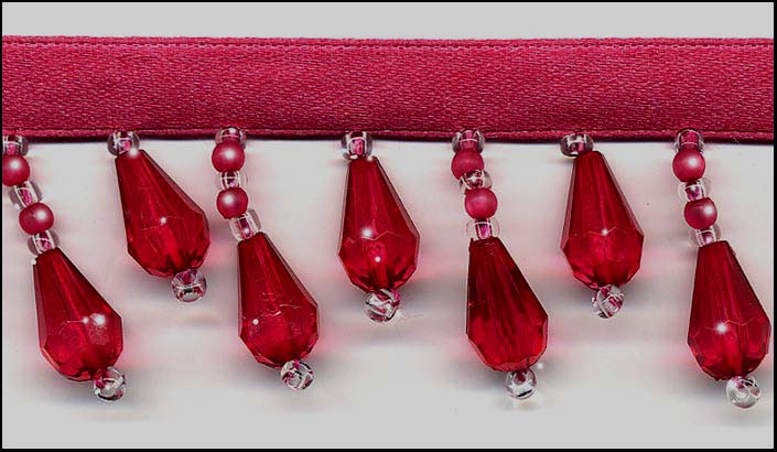 lipstick pink beaded fringe trim