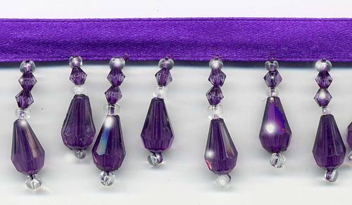 Soft Plum beaded fringe trim