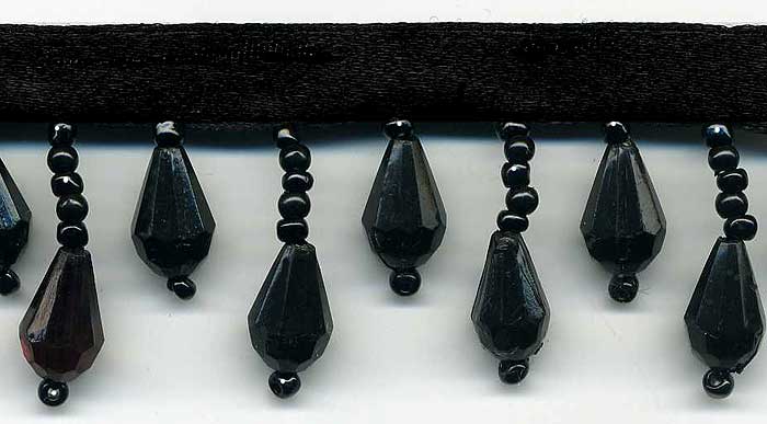 all black beaded fringe trim