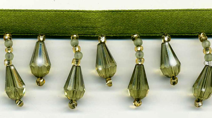 olive branch beaded fringe trim