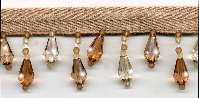 coral, peach & ivory beaded fringe