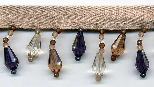 black, taupe beaded trim
