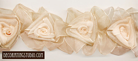 warm ivory organza flower trim