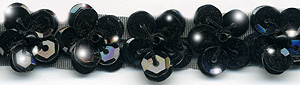 sequin flower trim in black