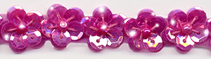 sequin flower trim in fuchsia