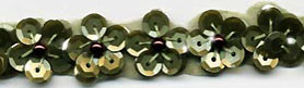 sequin flower trim in olive green