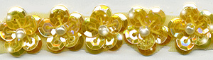 sequin flower trim in yellow