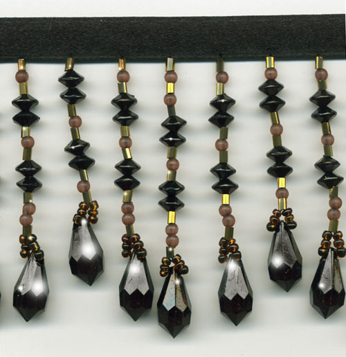 teardrop beaded fringe black and copper