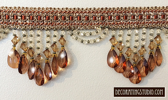 Bronze Venice Beaded Fringe Trim on Braid