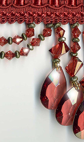 Venice Red Beaded Fringe Trim Detail