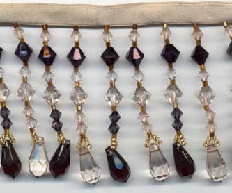 Teardrops Beaded Fringe - "Gold & Ebony" yard(s)