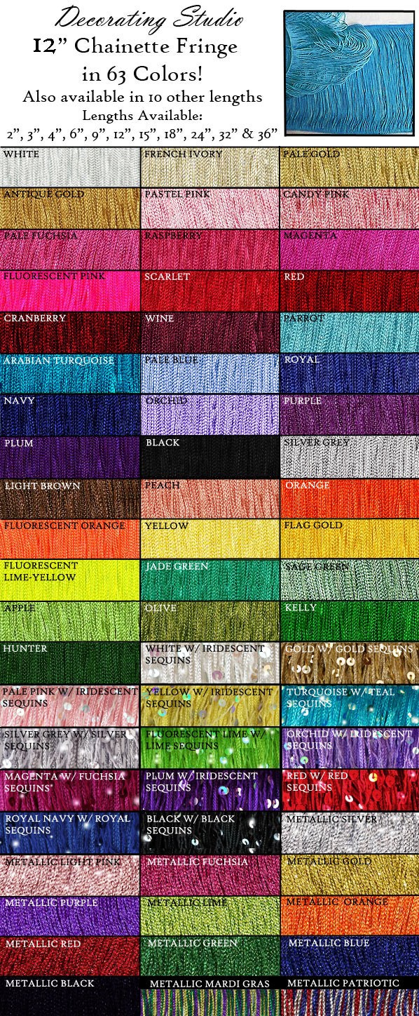 12" Rayon Chainette Fringe Yard(s)