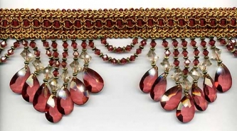 Venice "Burgundy" Beaded Fringe yard(s)