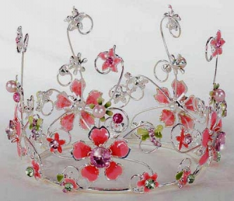 Pink Jeweled & Floral Crown Cake Topper