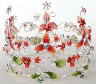 Red Jeweled & Floral Crown Cake Topper