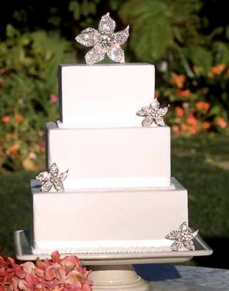 Set of Crystal Stylized Flowers Cake Topper Jewelry