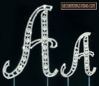 Monogram Crystal Marquise Cut Cake Toppers  "A"