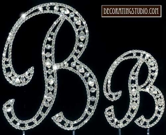 Monogram Crystal Marquise Cut Cake Toppers  "B"
